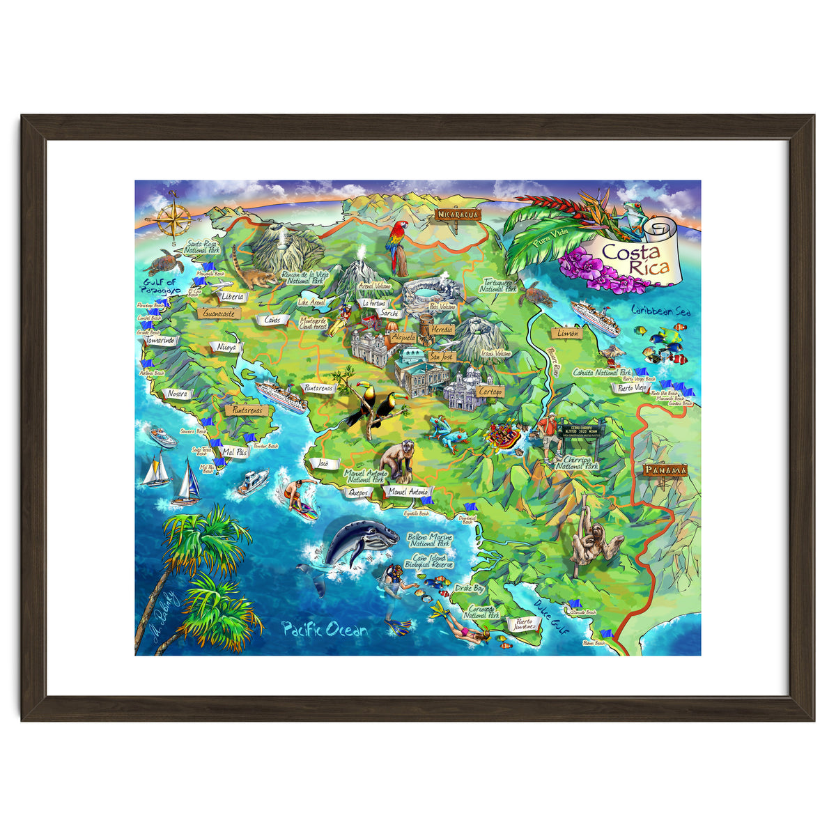 Costa Rica Map Illustration