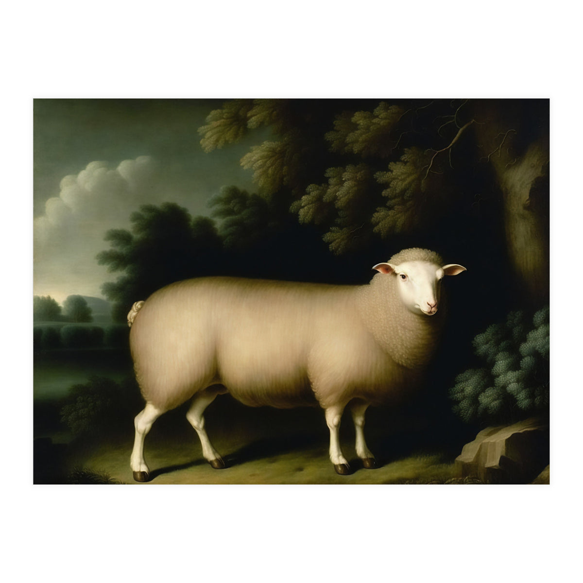 Sheep Classical Oil Painting (Print Only)