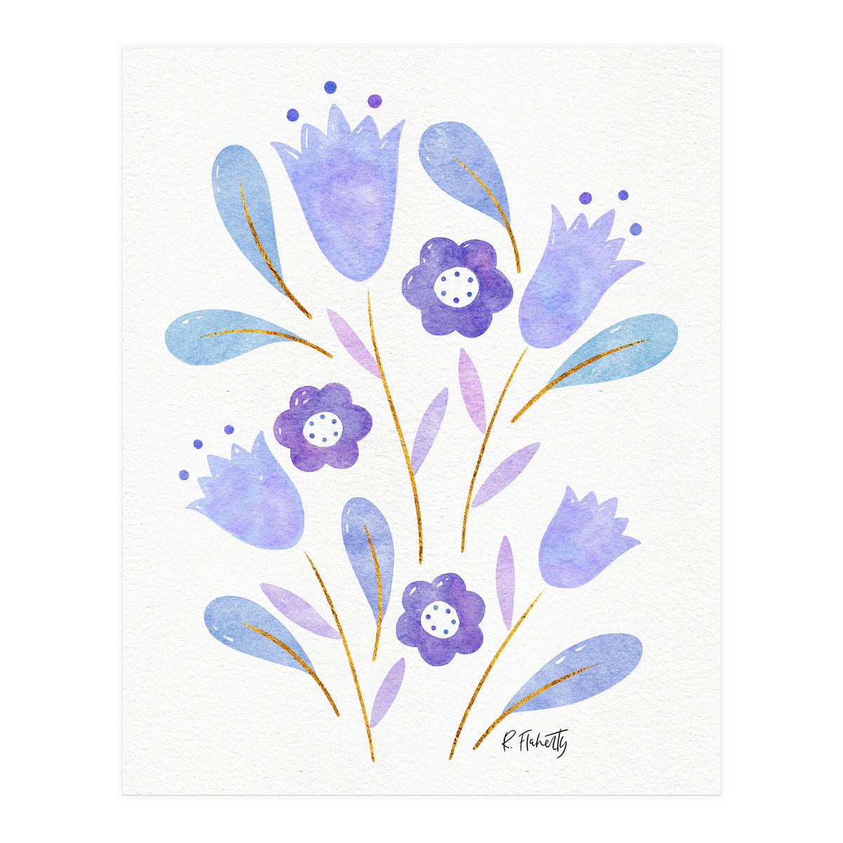 Watercolour Tulips | Purple (Print Only)