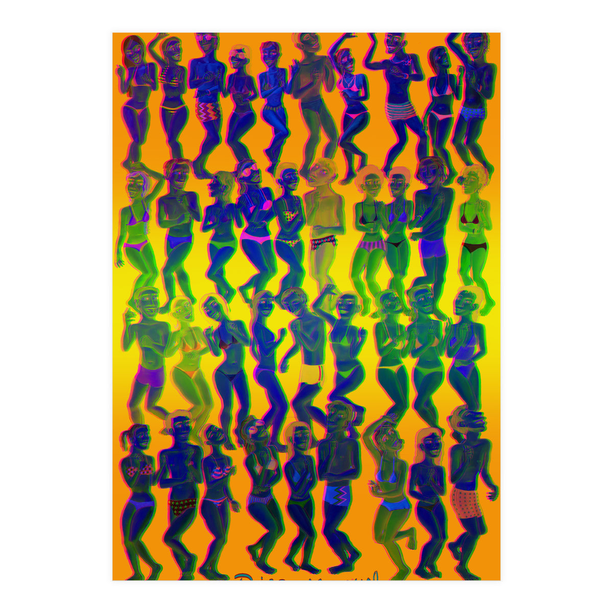 Bailando En La Playa 3d 4 (Print Only)