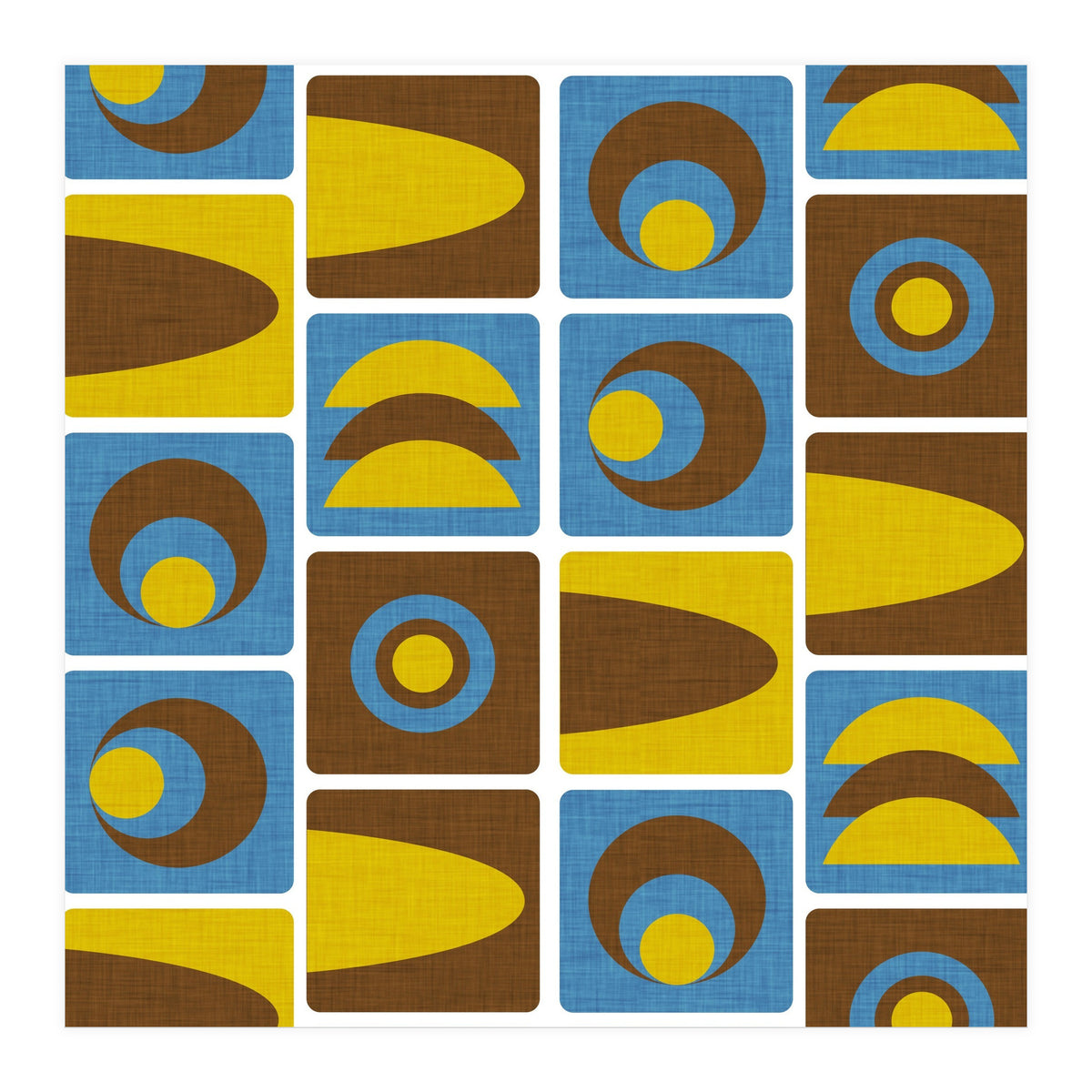 70s Cube Geo Blue  (Print Only)