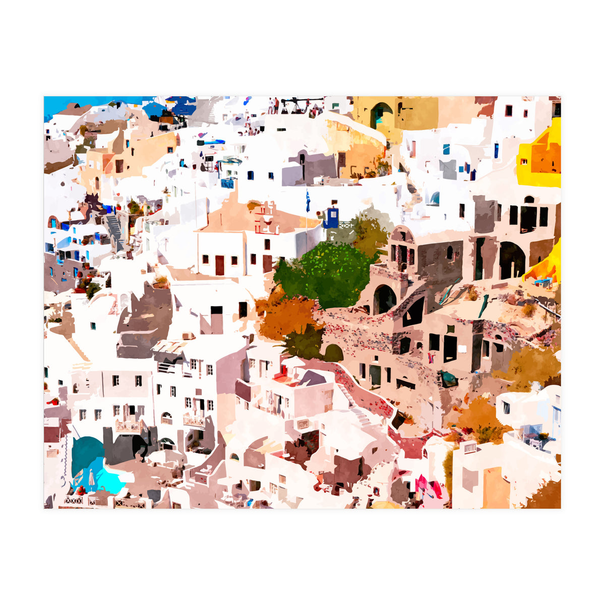 Travel Far Enough, You Meet Yourself Illustration, Spain Citiscape Architecture Painting, Buildings (Print Only)