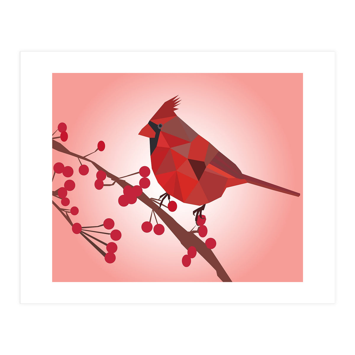 Northern Cardinal Bird Low Poly Art  (Print Only)