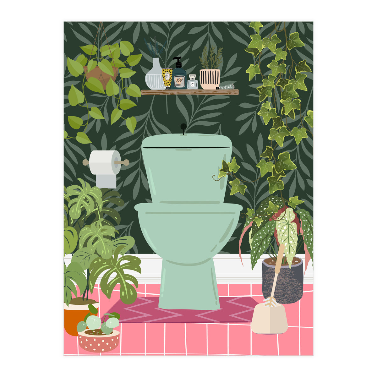 Botanical Loo in Tropical Bathroom (Print Only)