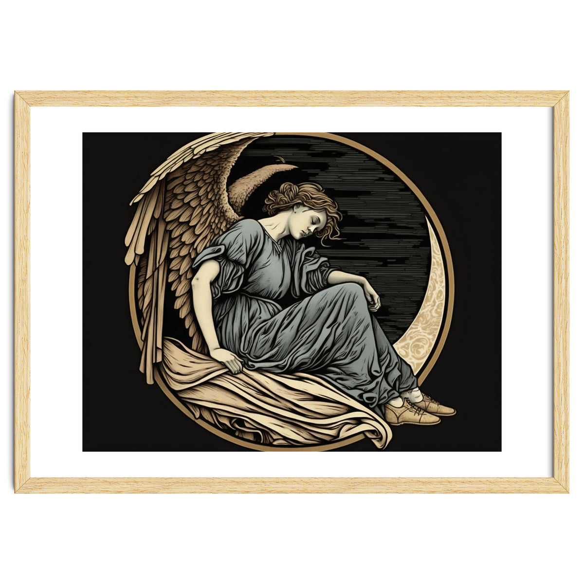 Angel On The Moon Art Nouveau