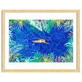 Tropical Jungle Pool | Forest Pop of Color Botanical | Travel Wild Plants Eclectic Watercolor Swim thumbnail