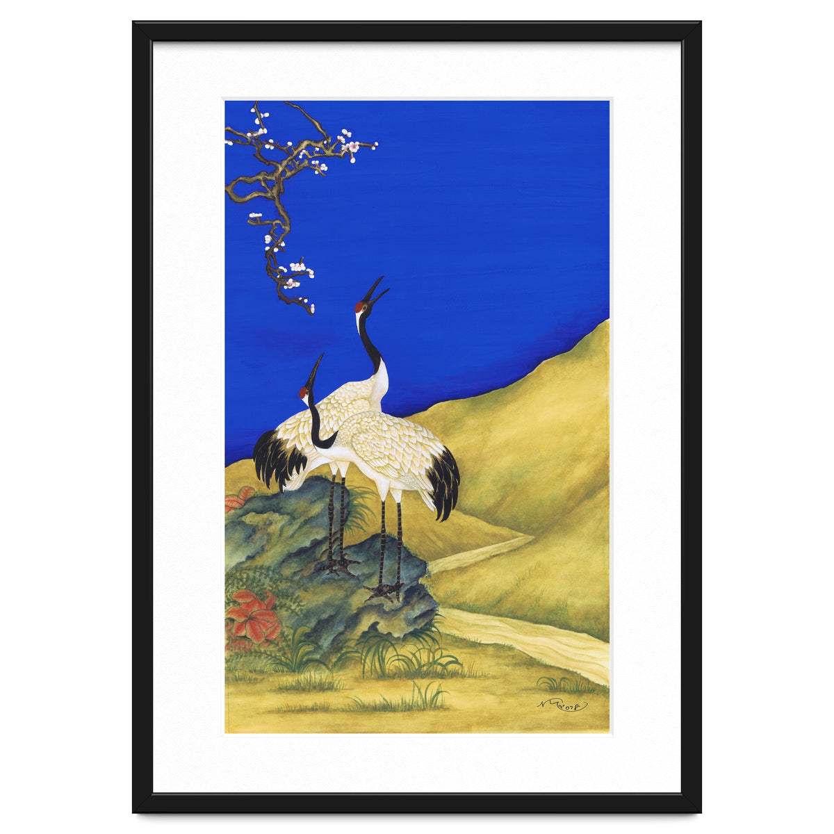 Cranes Under A Cobalt Sky 4