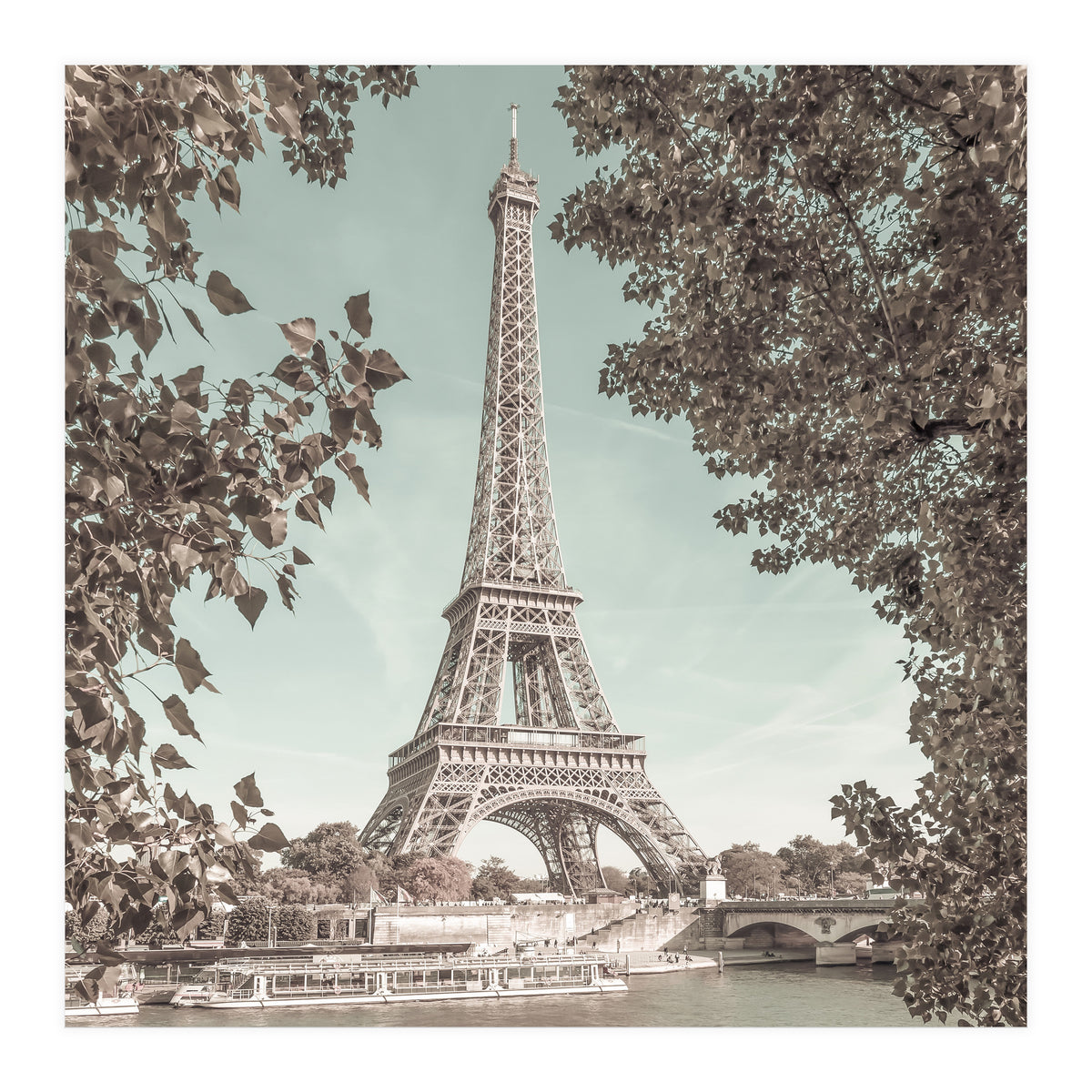 PARIS Eiffel Tower & River Seine | urban vintage style (Print Only)