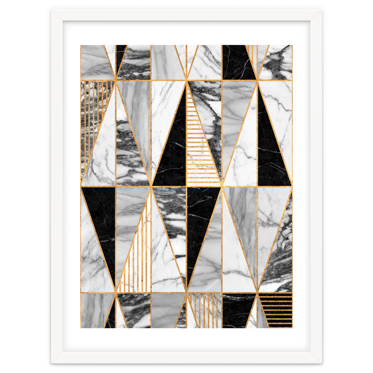 Marble Triangles - Black and White