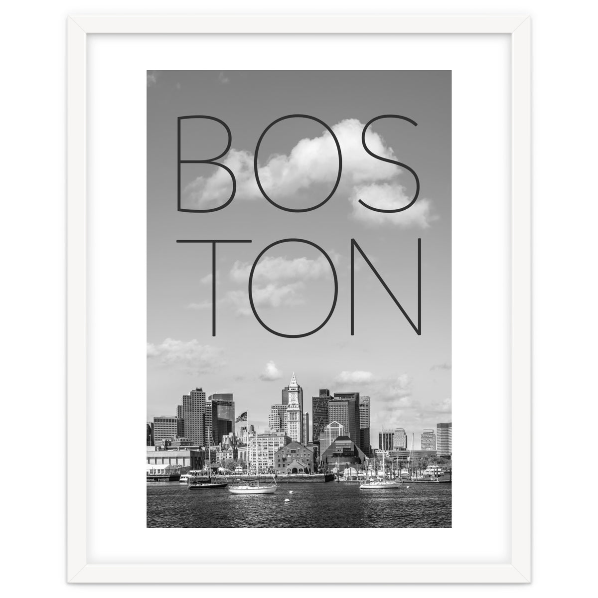 BOSTON Skyline North End & Financial District | Text & Skyline
