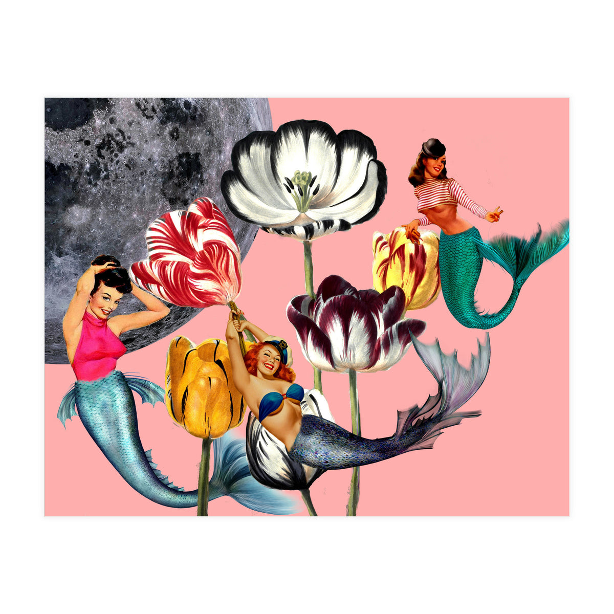 Mermaid Floral with moon (Print Only)