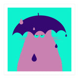 Lilac Cat With Umbrella  (Print Only) thumbnail