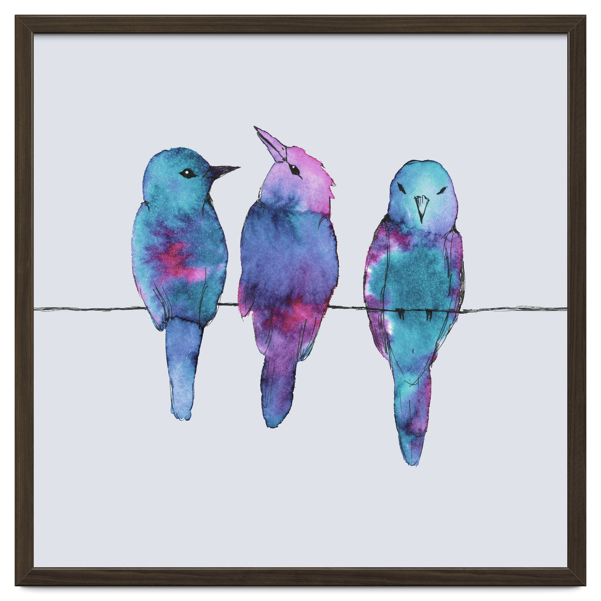 Three birds on a wire