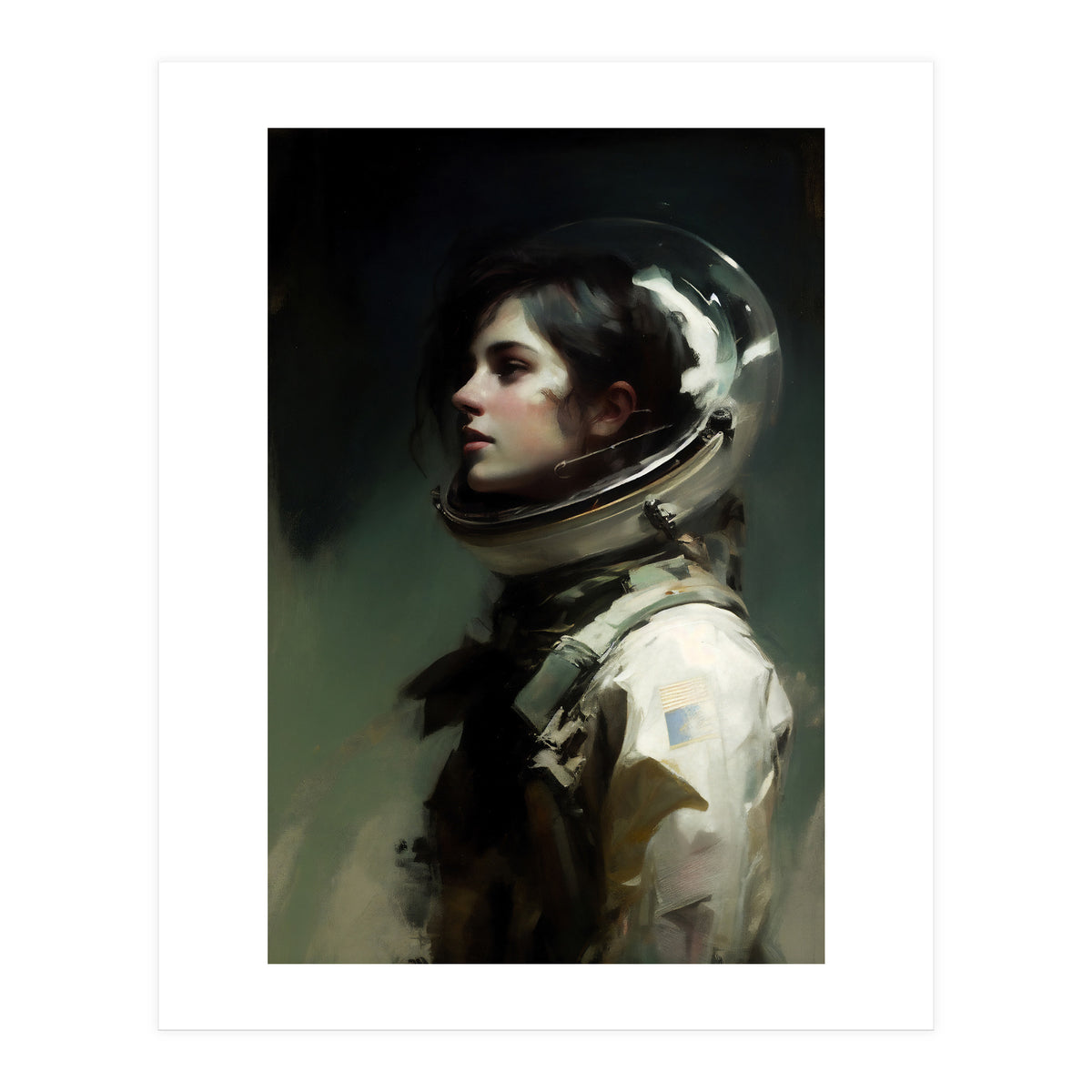 Gothic Astronaut Moody Dark Painting  (Print Only)