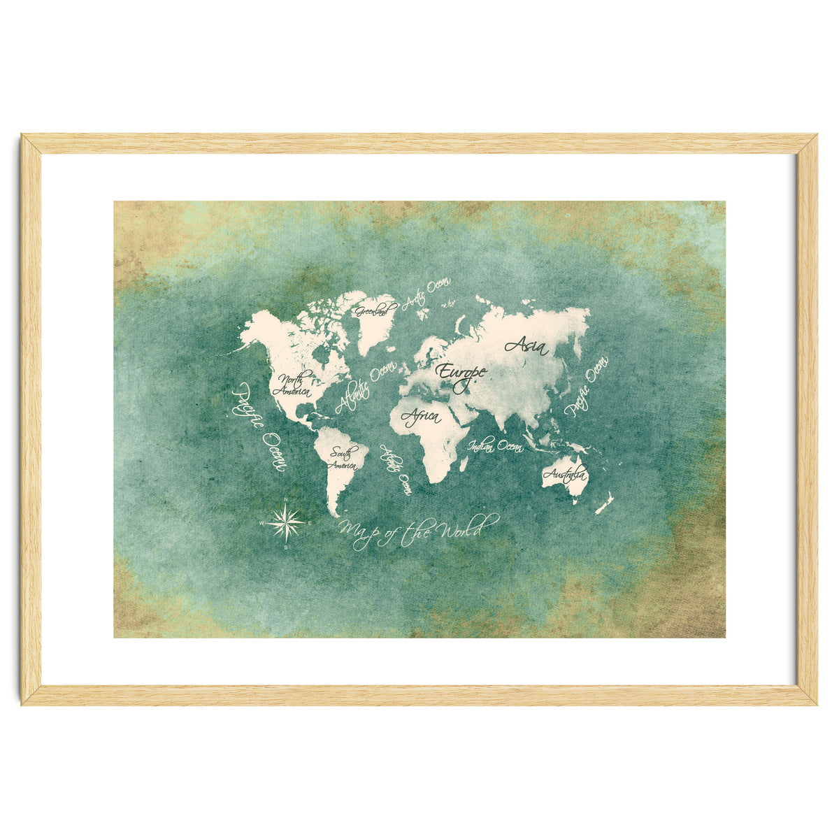 World Map White Green