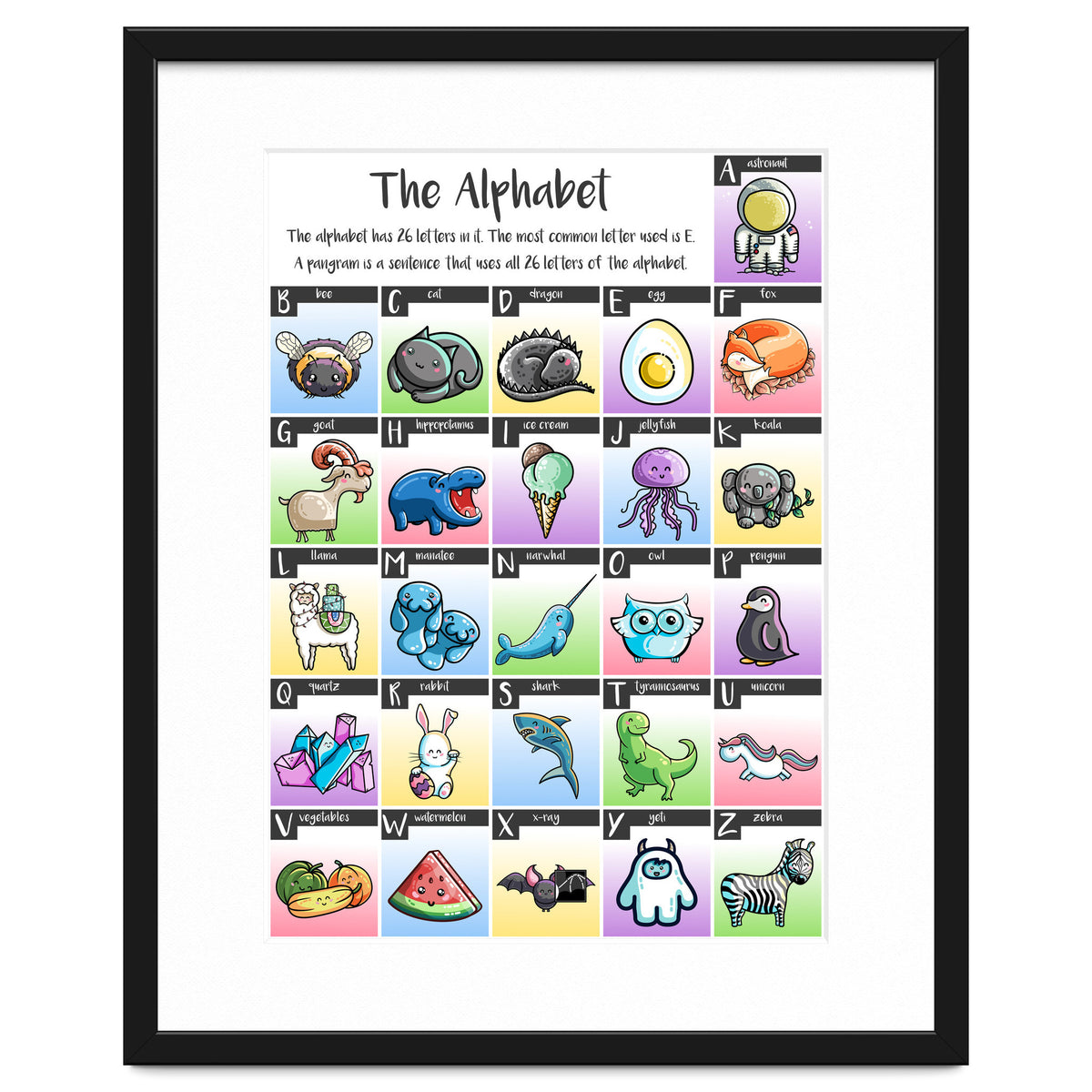 The Alphabet in Kawaii Cute Style