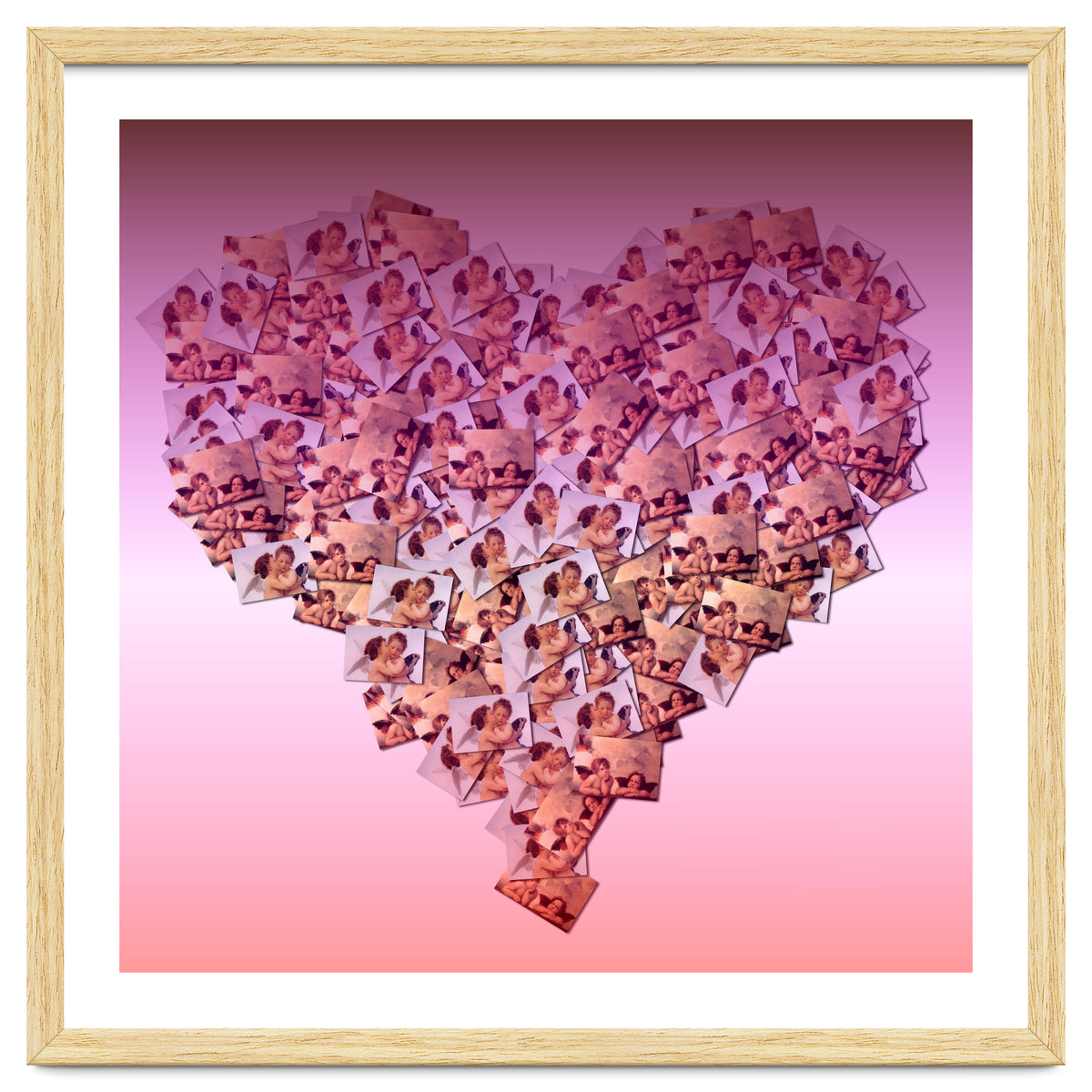 Heart collage of cuddling Cupid like characters