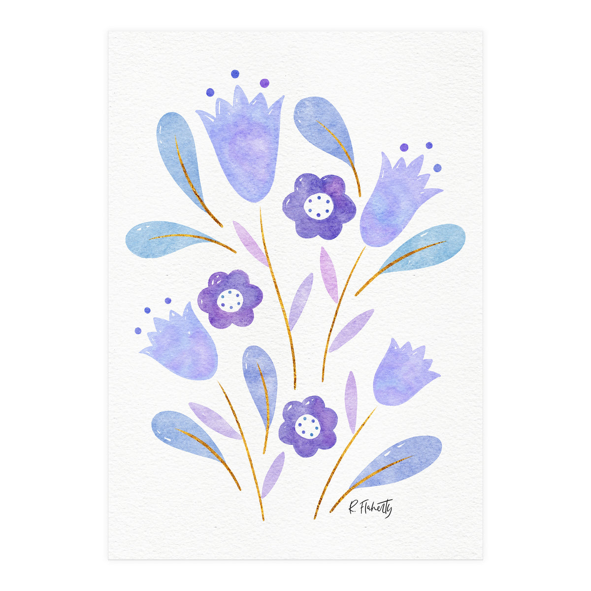 Watercolour Tulips | Purple (Print Only)