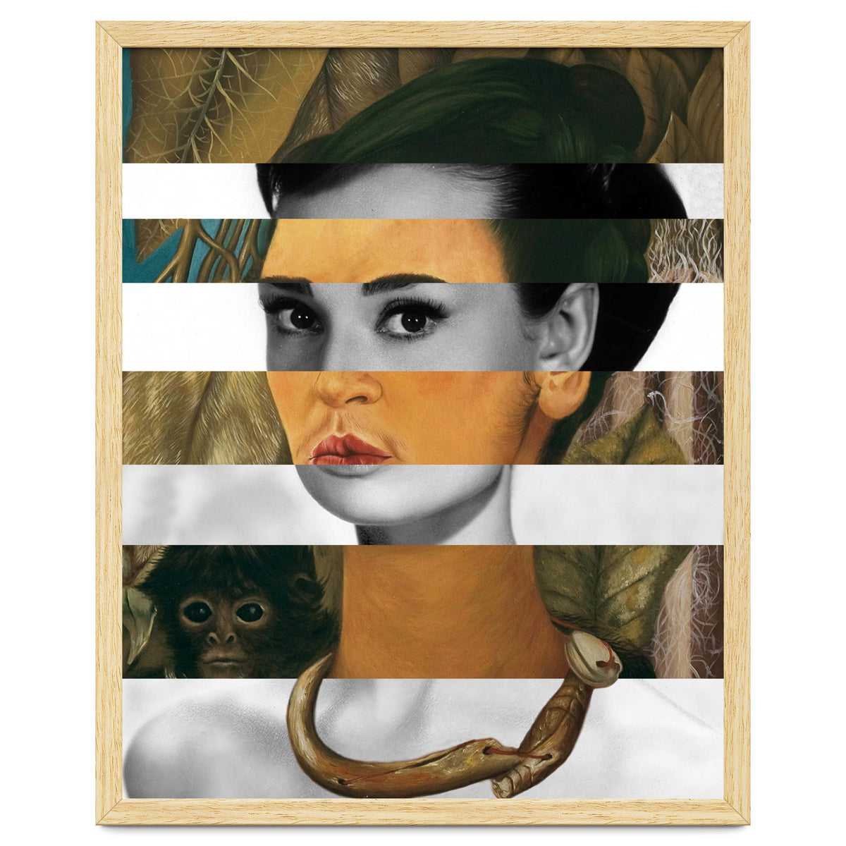 Frida Kahlo's Self Portrait with Monkey & Audrey Hepburn