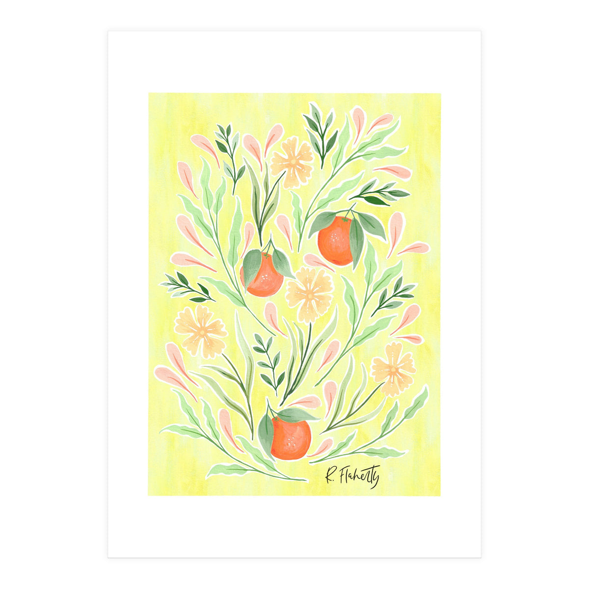 Wild Orange Floral | Yellow (Print Only)