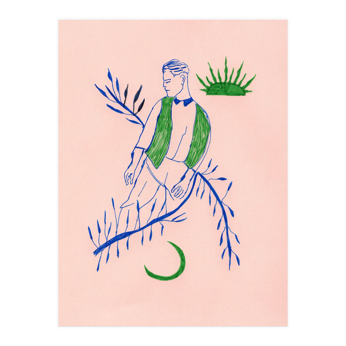 Green boy Midcentury (Print Only)