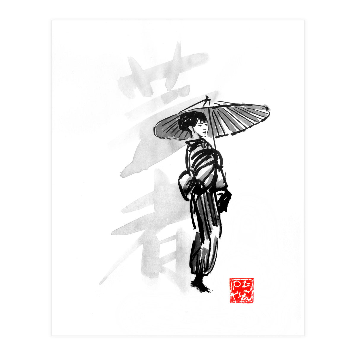 Geisha and umbrella (Print Only)