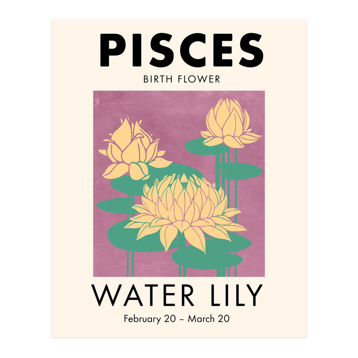 Pisces Birth Flower Water Lily (Print Only)