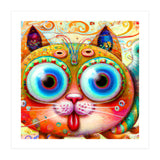 Chaotic and Colorful Fantasy Cat sticking out its Tongue (Print Only) thumbnail