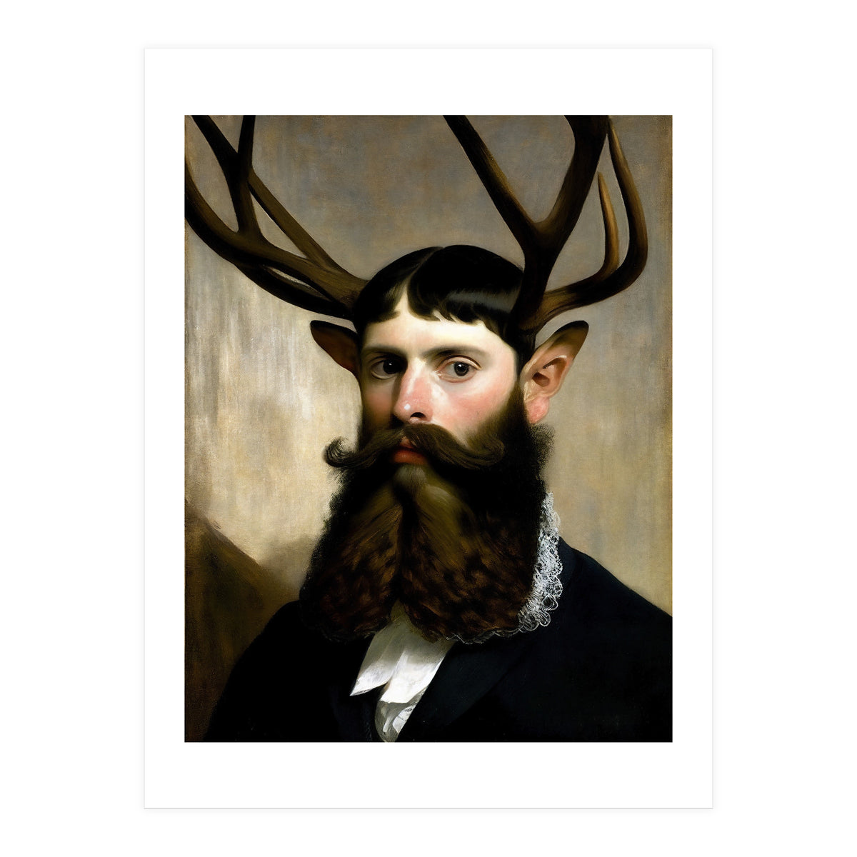 Man Stag Surreal Oil Painting (Print Only)
