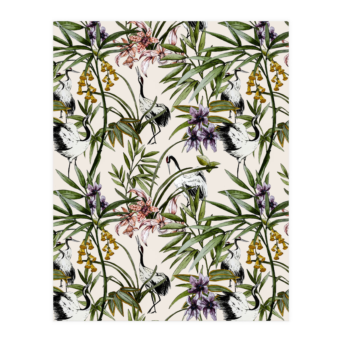 Asian crane pattern - 02 (Print Only)