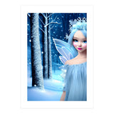 Cute 3d light blue Winter Fairy in the Forest (Print Only) thumbnail