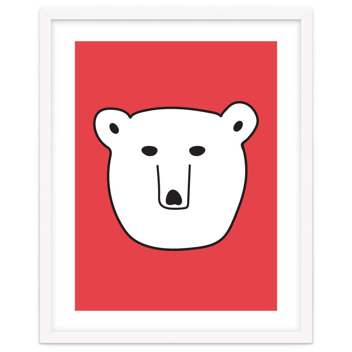 Polar Bear Portrait On a Red Background