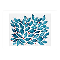 Abstract leaves and dots - teal and red (Print Only)