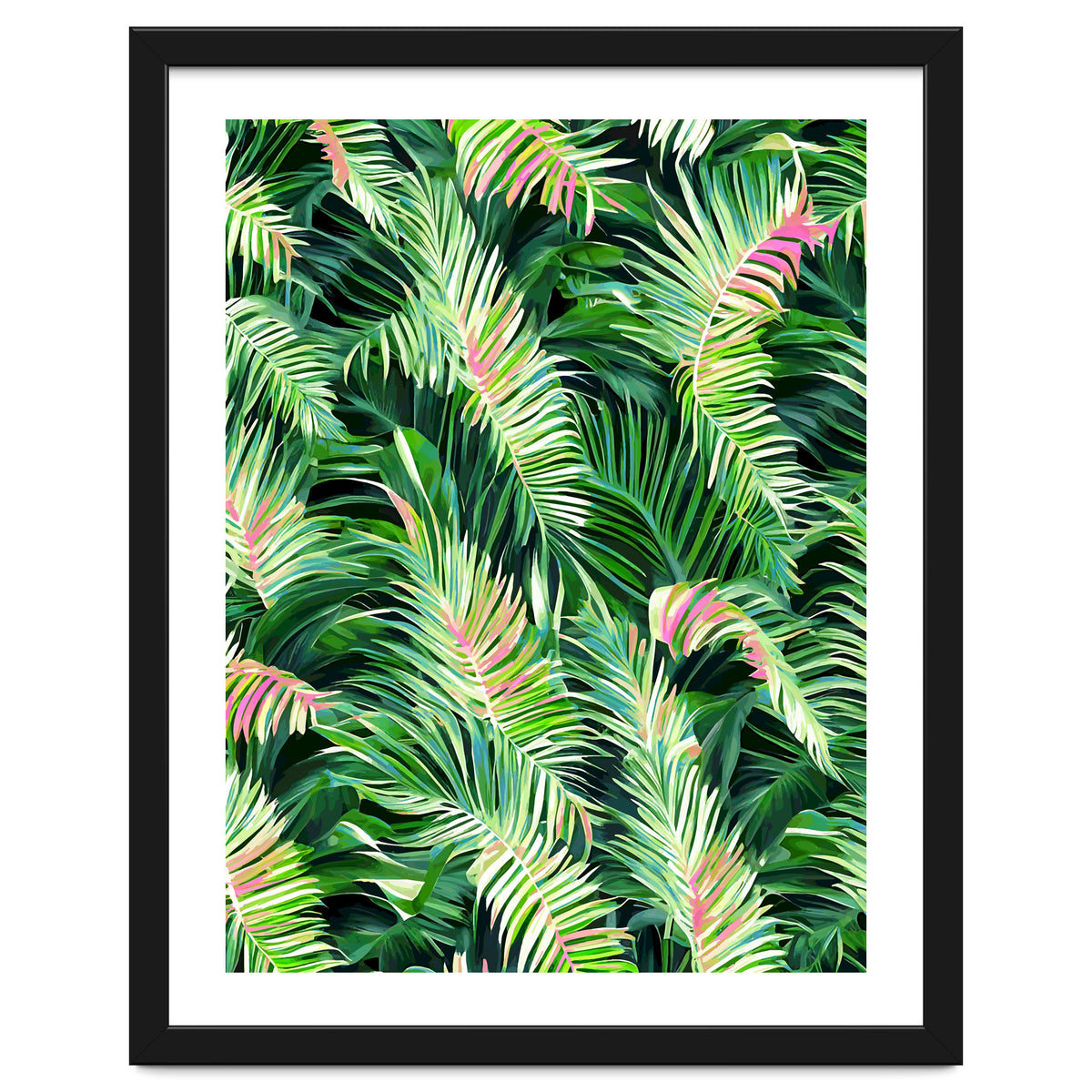 Palm & Peace Art Print, Tropical Botanical Jungle Canvas Print, Nature Painting Plants Forest Poster