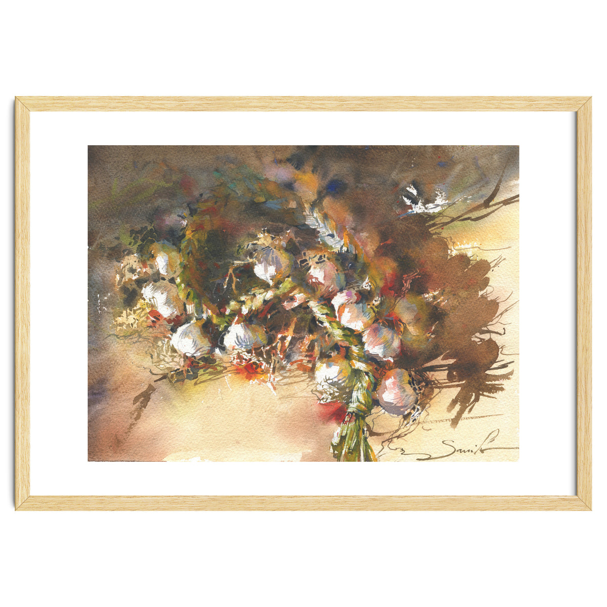 Still life garlic Watercolor