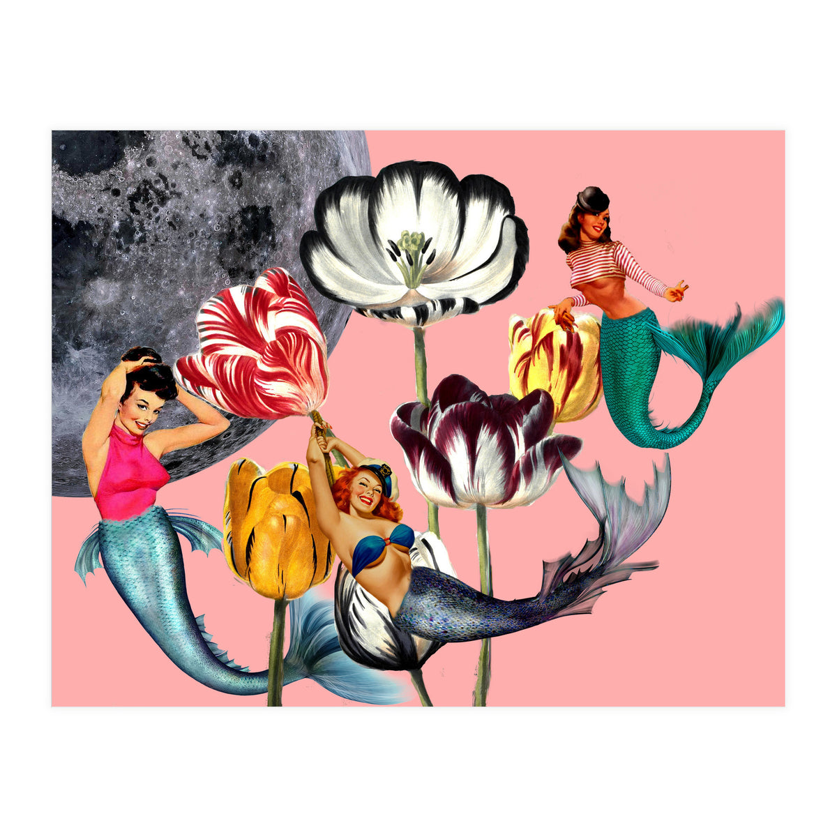 Mermaid Floral with moon (Print Only)