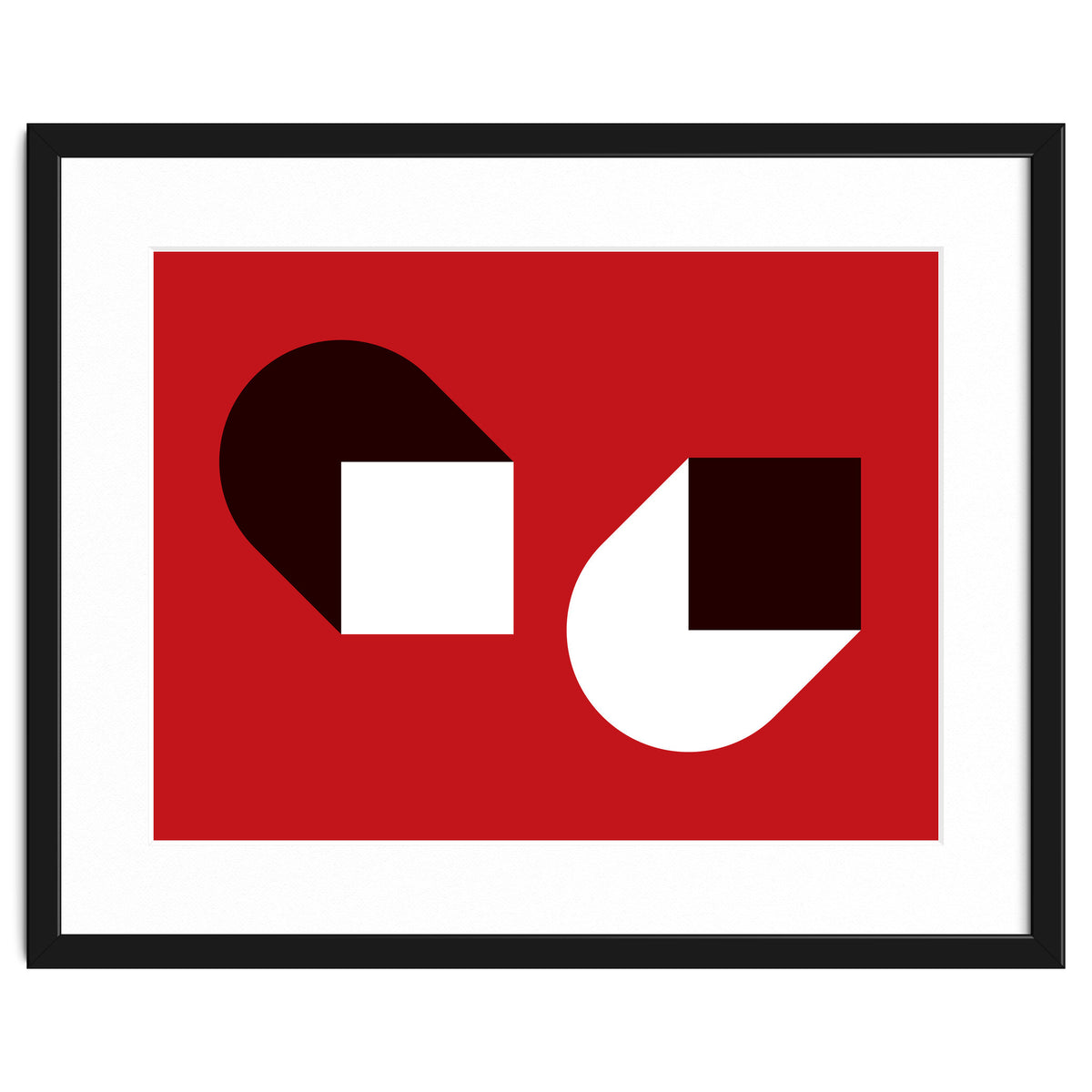 Geometric Shapes No. 38 - red, white & black