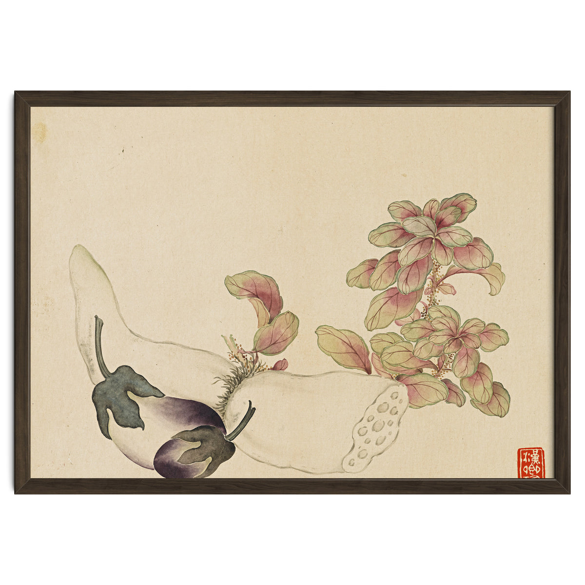 Wang Chengyu ~flowers, Vegetables, Fruits, Eggplant, Lotus Root