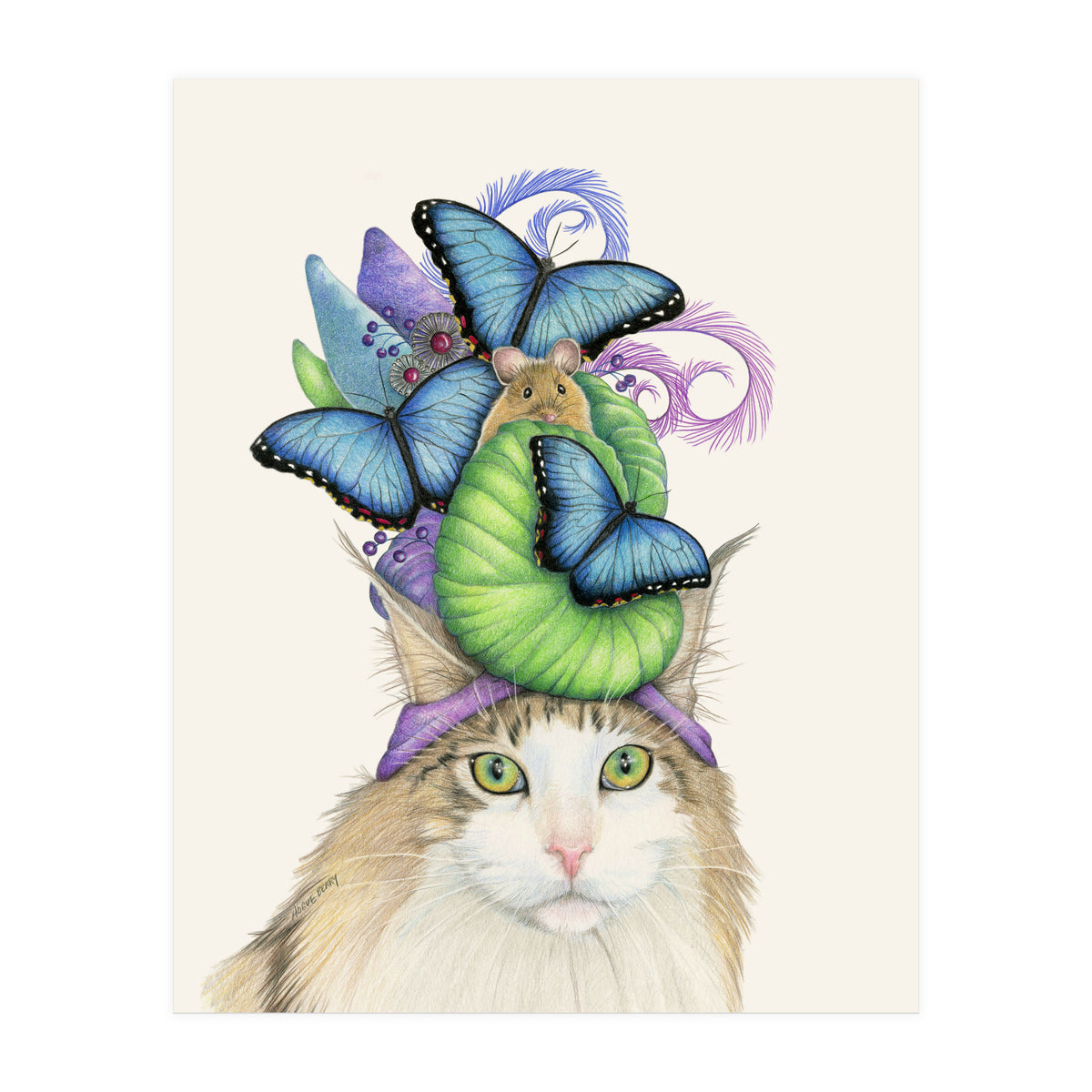 Bluehatcatbright (Print Only)