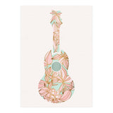 Aqua and Pink Floral Ukulele (Print Only) thumbnail