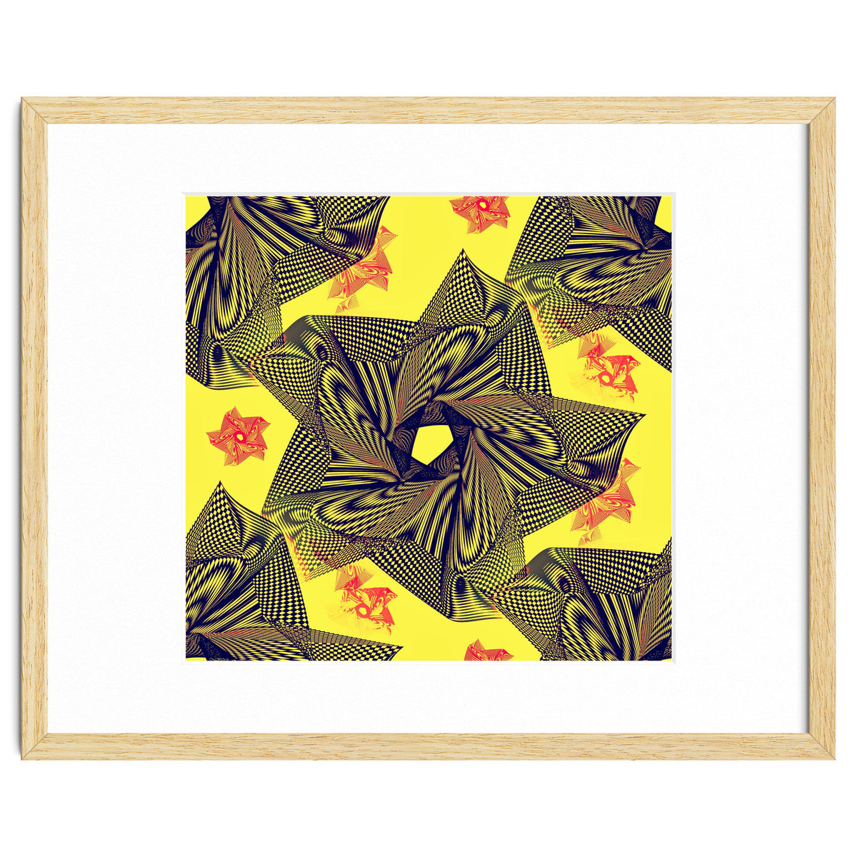 Black flowers on yellow background.