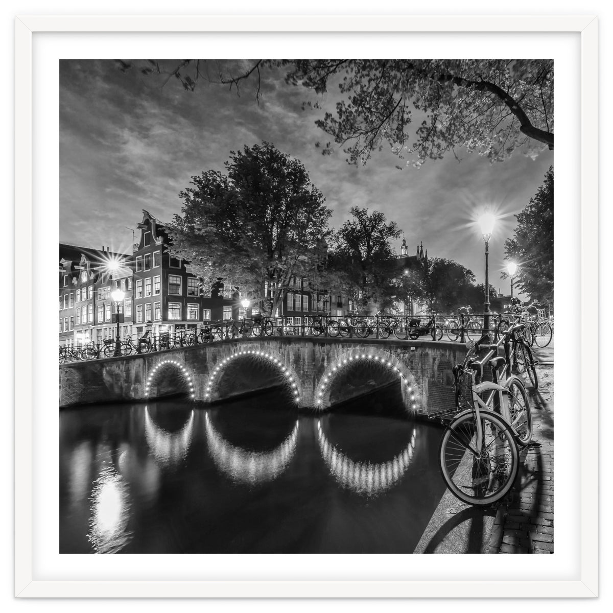 AMSTERDAM Idyllic nightscape from Keizersgracht | Monochrome