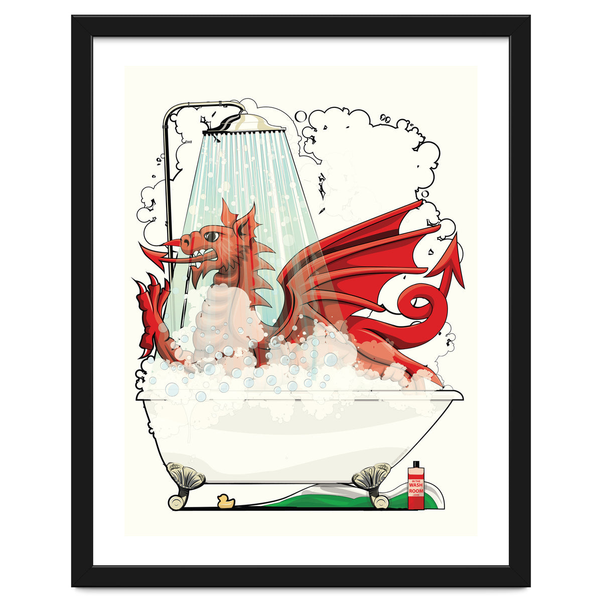 Welsh Dragon in the Bath, Funny Bathroom Humour, Wales, Britain, United Kingdom