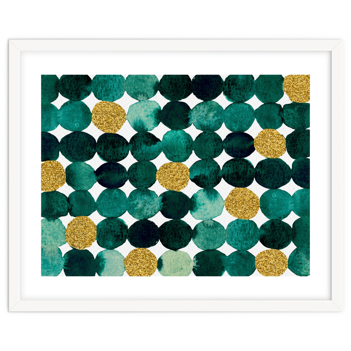Dots pattern - emerald green and gold