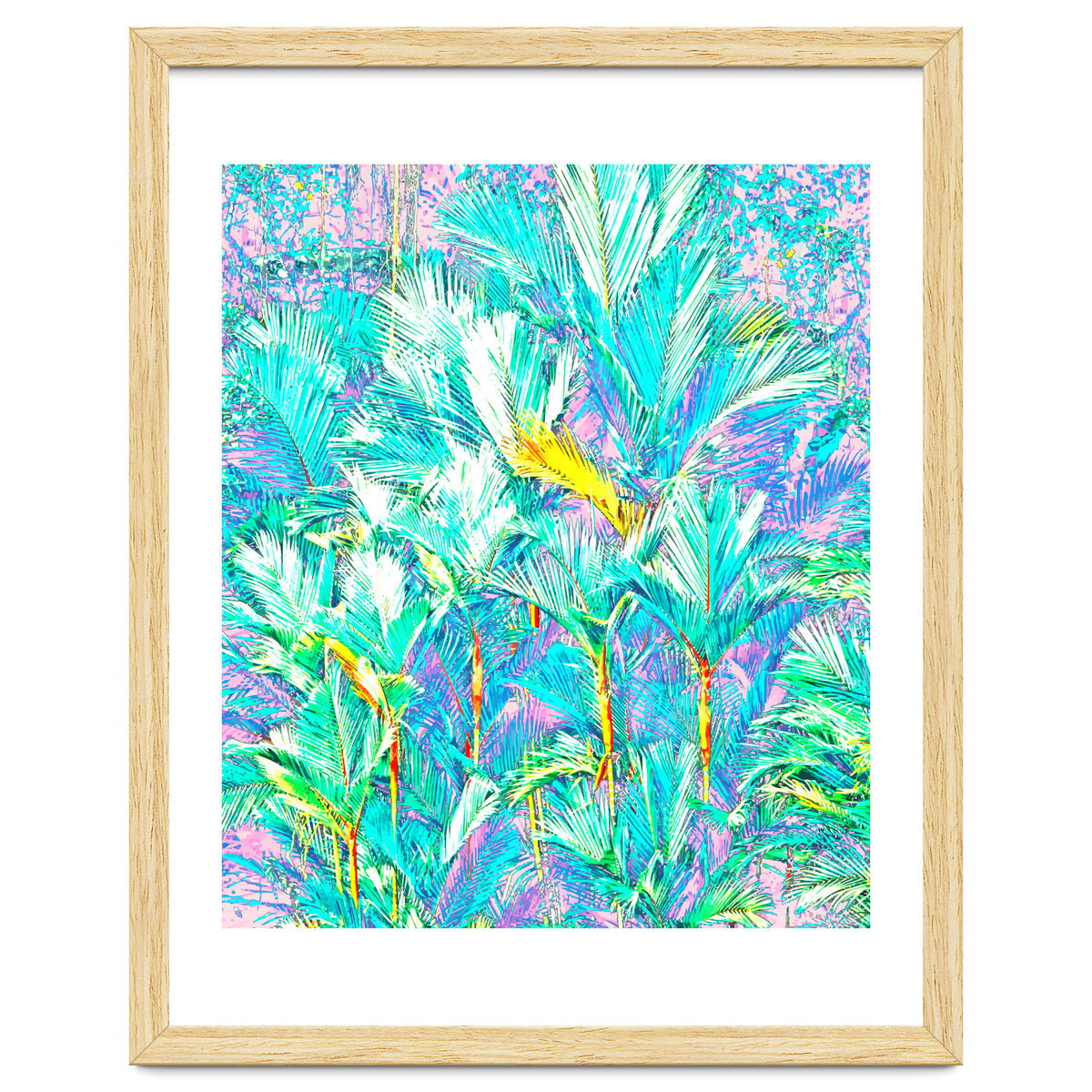 Palm Garden, Tropical Nature Jungle Botanical Painting, Bohemian Intricate Pastel Forest