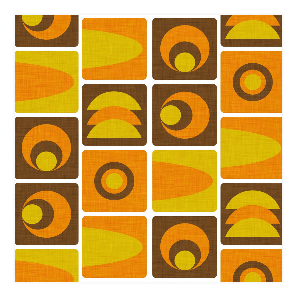 70s Cube Geo Brown  (Print Only)