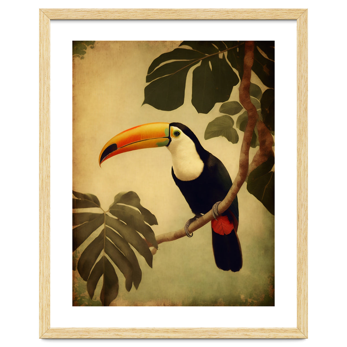Toucan Vintage Jungle Painting