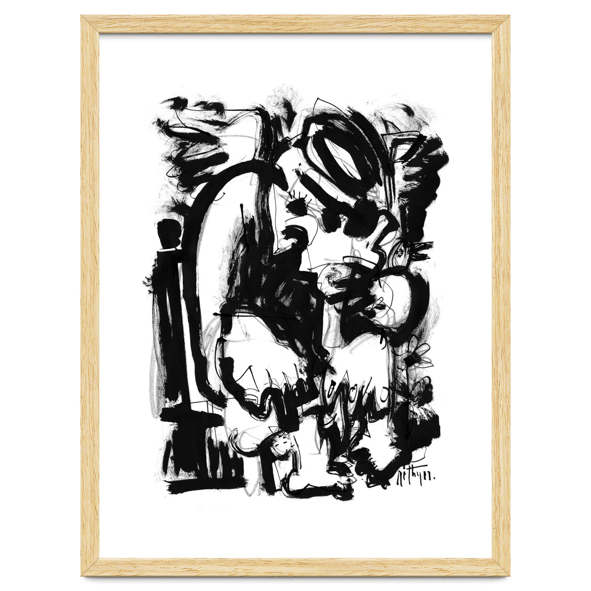 Saint With Bird - b&w