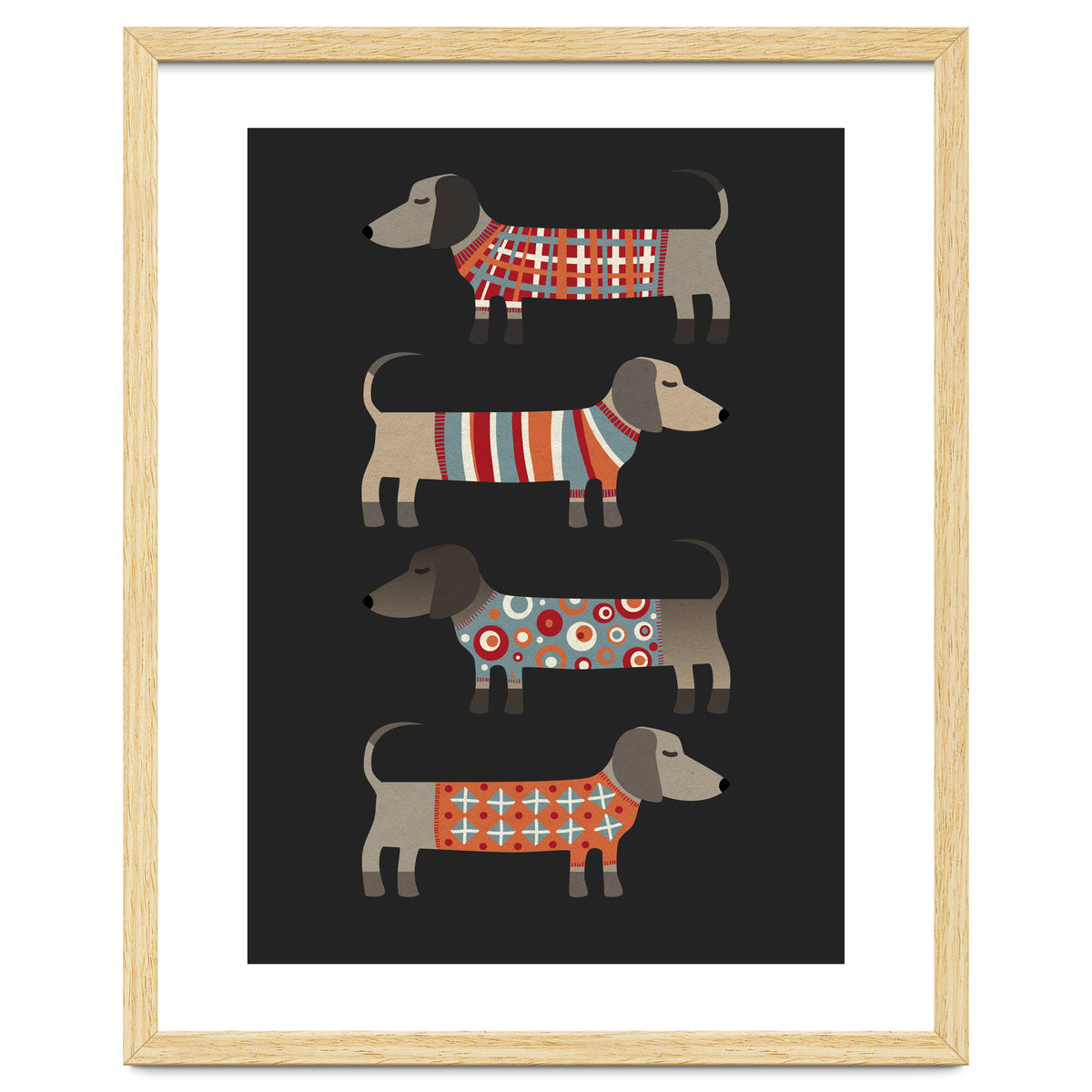 Sausage Dogs In Sweaters Dark