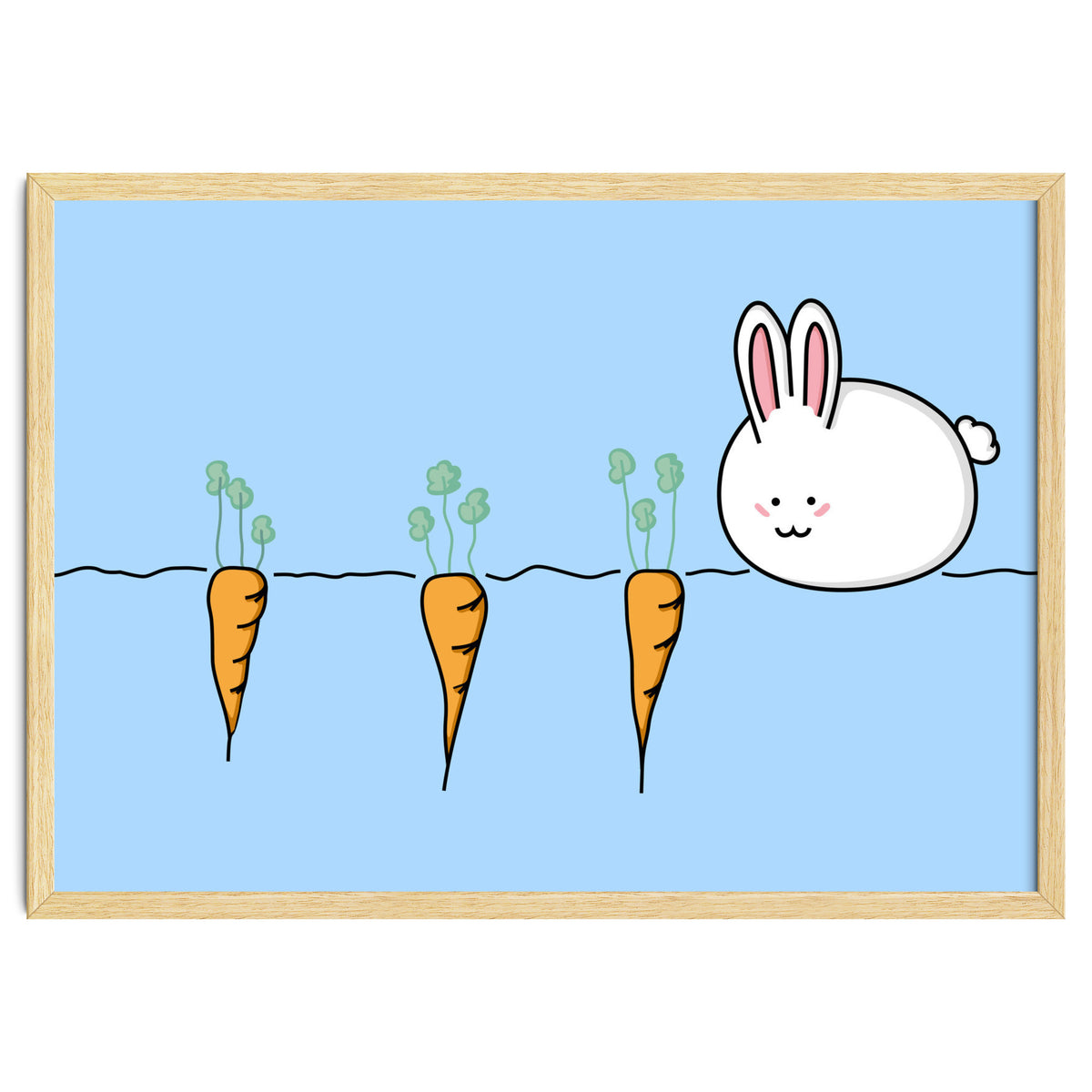 Kawaii Cute Rabbit With Carrots